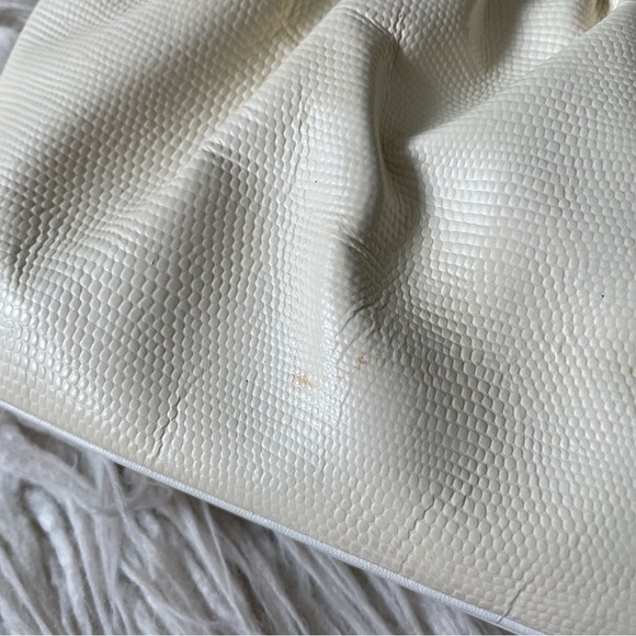 Finesse La Model Vintage Ivory Snakeskin Leather Convertible Clutch Shoulder Bag - Picture 12 of 12